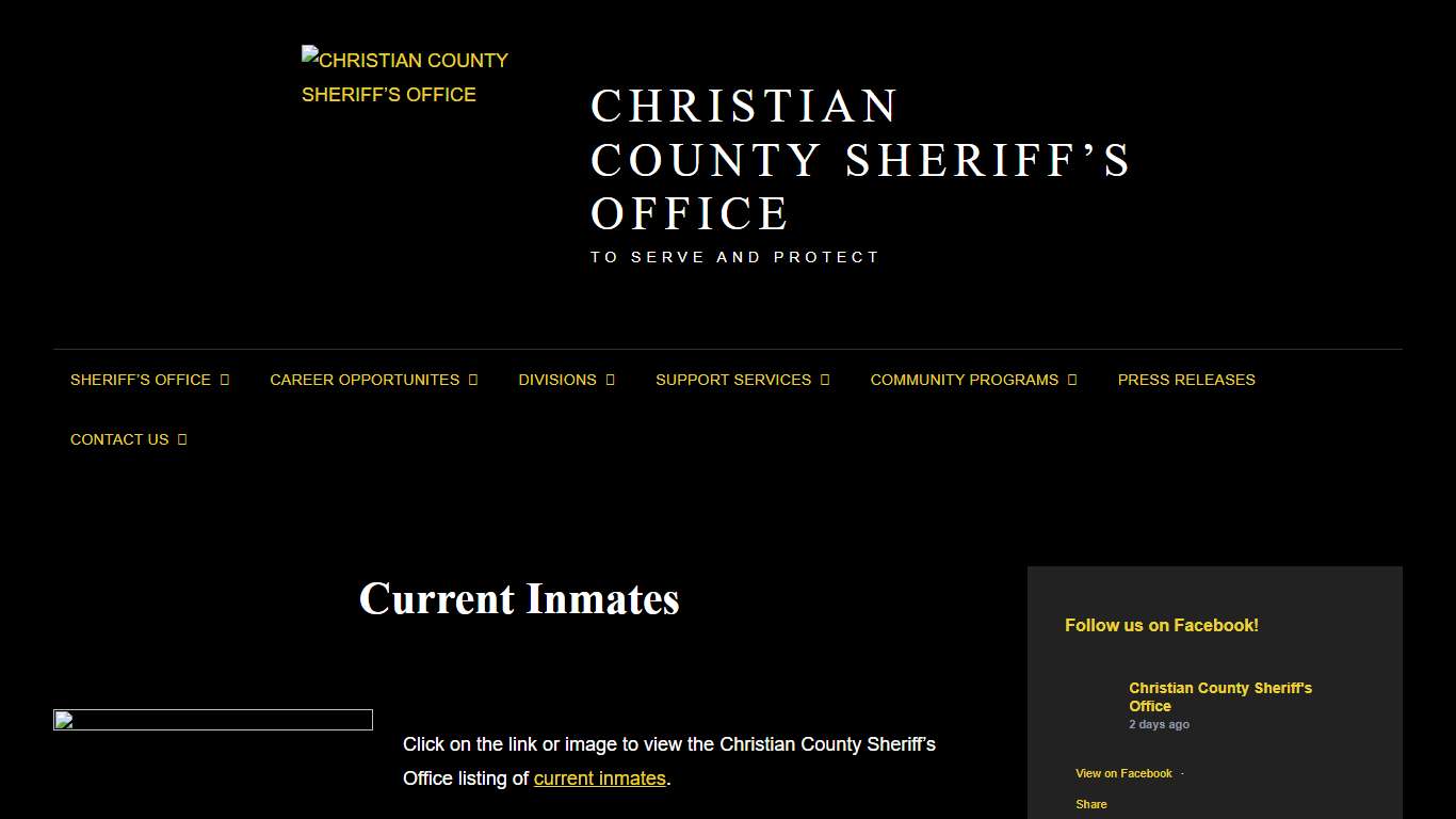 Current Inmates – CHRISTIAN COUNTY SHERIFF’S OFFICE